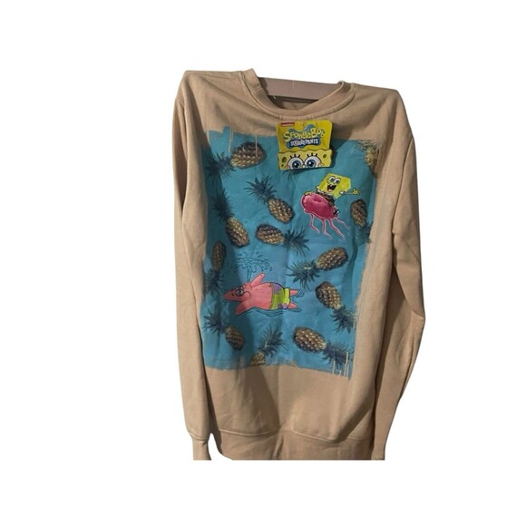 SPONGEBOB SQUAREPANTS SWEATSHIRTMEN SMALL BEIGE New With Tags - Picture 16 of 16